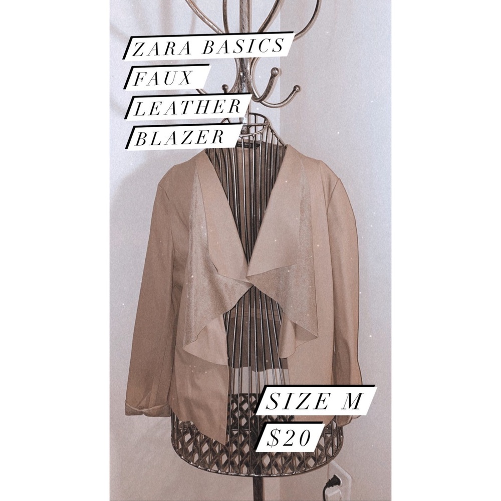 Zara Beige Faux Leather Blazer